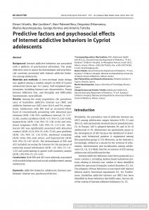 Predictive factors and psychosocial effects of Internet addictive behaviors in Cypriot adolescents