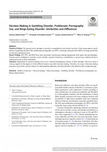 Decision-Making in Gambling Disorder, Problematic Pornography Use, and Binge-Eating Disorder: Similarities and Differences
