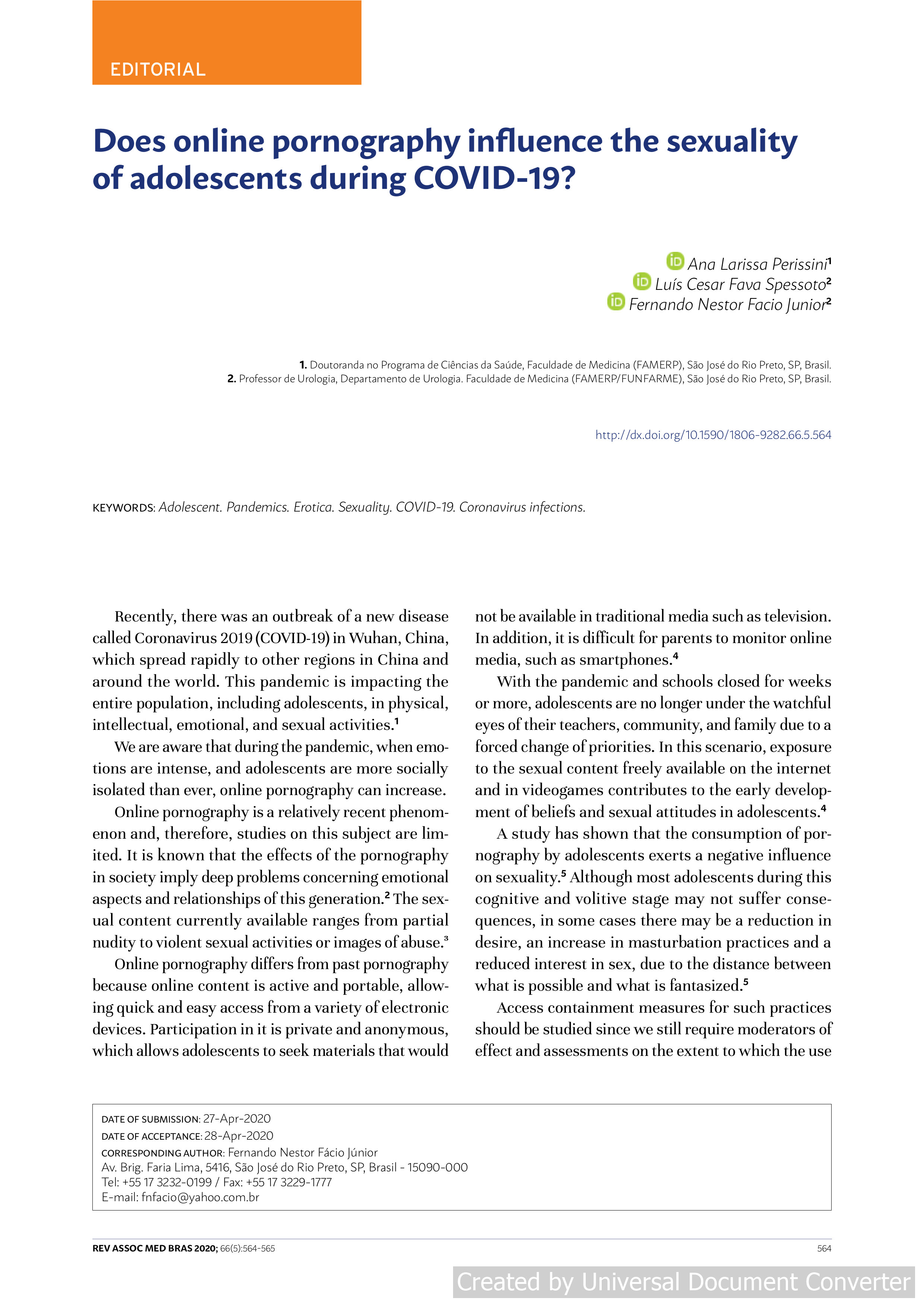 Does online pornography influence the sexuality of adolescents during COVID-19?