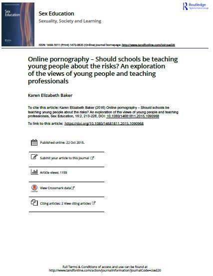 Online pornography Should schools be teaching young people about the risks An exploration of the views of young people and teaching professionals
