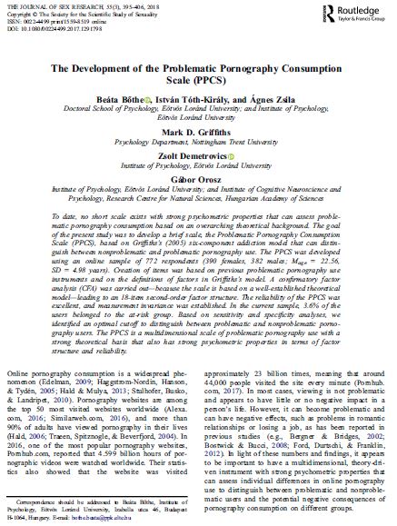 The Development of the Problematic Pornography Consumption Scale (PPCS)