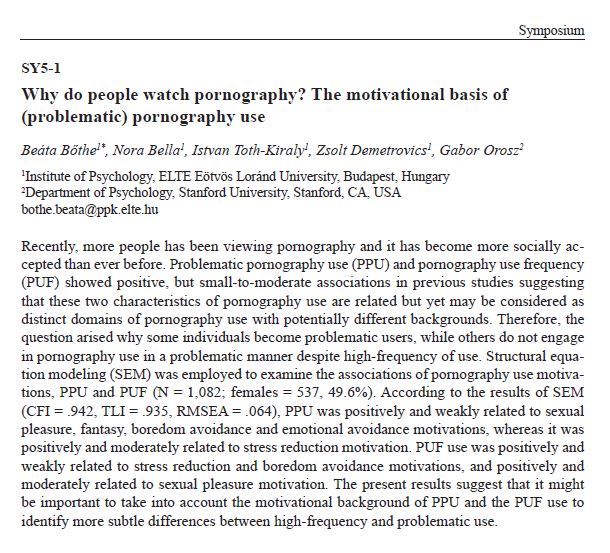 Why do people watch pornography? The motivational basis of pornography use