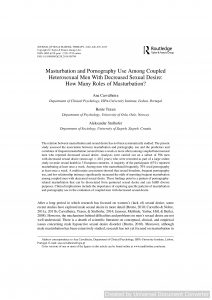 Masturbation and Pornography Use Among Coupled Heterosexual Men With Decreased Sexual Desire: How Many Roles of Masturbation?