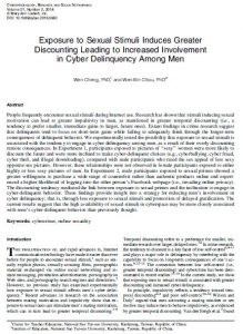Exposure to Sexual Stimuli Induces Greater Discounting Leading to Increased Involvement in Cyber Delinquency Among Men