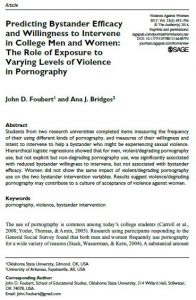 Predicting Bystander Efficacy and Willingness to Intervene in College Men and Women: The Role of Exposure to Varying Levels of Violence in Pornography
