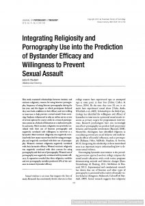 Integrating Religiosity and Pornography Use into the Prediction of Bystander Efficacy and Willingness to Prevent Sexual Assault