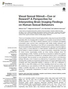 Visual Sexual Stimuli—Cue or Reward? A Perspective for Interpreting Brain Imaging Findings on Human Sexual Behaviors