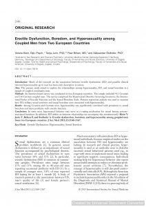 Erectile Dysfunction, Boredom, and Hypersexuality among Coupled Men from Two European Countries