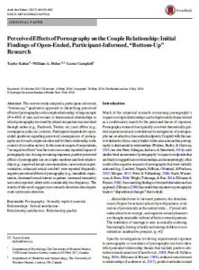 Perceived Effects of Pornography on the Couple Relationship: Initial Findings of Open-Ended, Participant-Informed, “Bottom-Up” Research