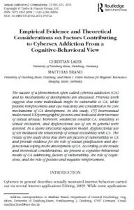 Empirical Evidence and Theoretical Considerations on Factors Contributing to Cybersex Addiction From a Cognitive-Behavioral View