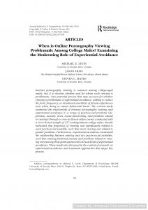 When is Online Pornography Viewing Problematic Among College Males? Examining the Moderating Role of Experiential Avoidance