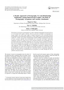 A Dyadic Approach to Pornography Use and Relationship Satisfaction Among Heterosexual Couples: The Role of Pornography Acceptance and Anxious Attachment