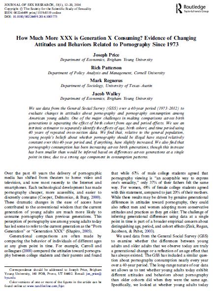 How Much More XXX is Generation X Consuming? Evidence of Changing Attitudes and Behaviors Related to Pornography Since 1973