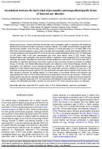 Associations between the dark triad of personality and unspecified/specific forms of Internet-use disorder