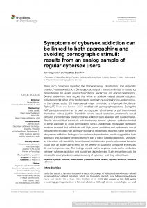 Symptoms of cybersex addiction can be linked to both approaching and avoiding pornographic stimuli: results from an analog sample of regular cybersex users