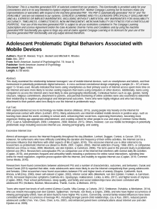 Adolescent Problematic Digital Behaviors Associated with Mobile Devices