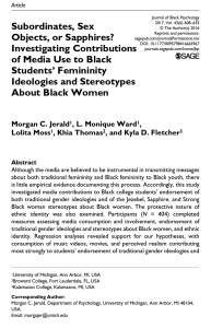 Subordinates, Sex Objects, or Sapphires? Investigating Contributions of Media Use to Black Students’ Femininity Ideologies and Stereotypes About Black Women