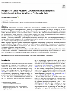 Image-Based Sexual Abuse in a Culturally Conservative Nigerian Society: Female Victims’ Narratives of Psychosocial Costs