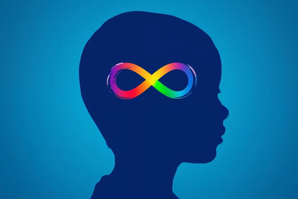 Silhouette of a young child with an infinity sign symbolizing neurodivergence